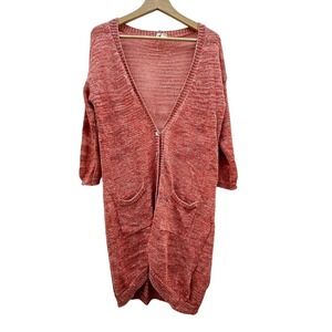 MOTH Long Knit Cardigan Duster Sweater SP‎ Coral Bohemian Statement Fall  Chic